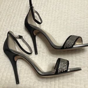 CAPARROS Silver/Black/Rhinestone Stilettos 8   👠
